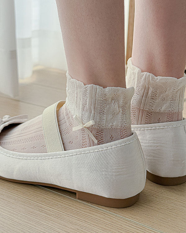 Gift Box Set Women's Low Cut Ankle Socks Ultra Thin Breathable Silk Bow Design