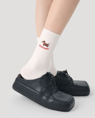 Gift Box Set Women's Socks Cute Embroidery Cotton Crew Thin Soft
