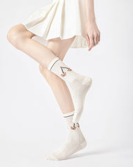 Gift Box Set Womens Crew Socks Bear Cherry Bow Pattern Cute Casual Style