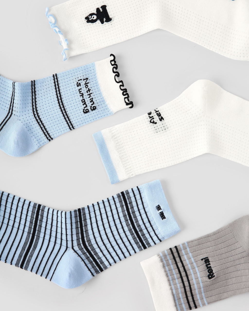 Gift Box Set Womens Crew Socks Blue Gray Wave Pattern Casual Everyday - SWEET NANA