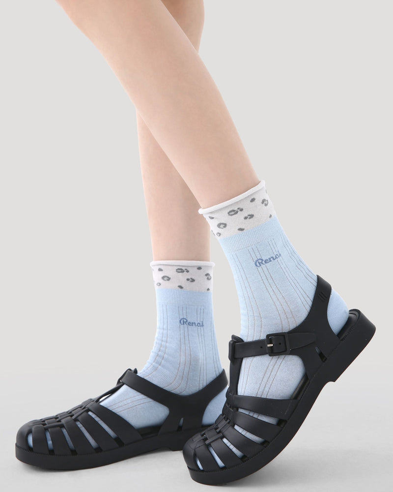 선물 상자 세트 크루 삭스 블루 래빗 포스트 폴카 도트 레이스 귀여운 양말 서브 이미지