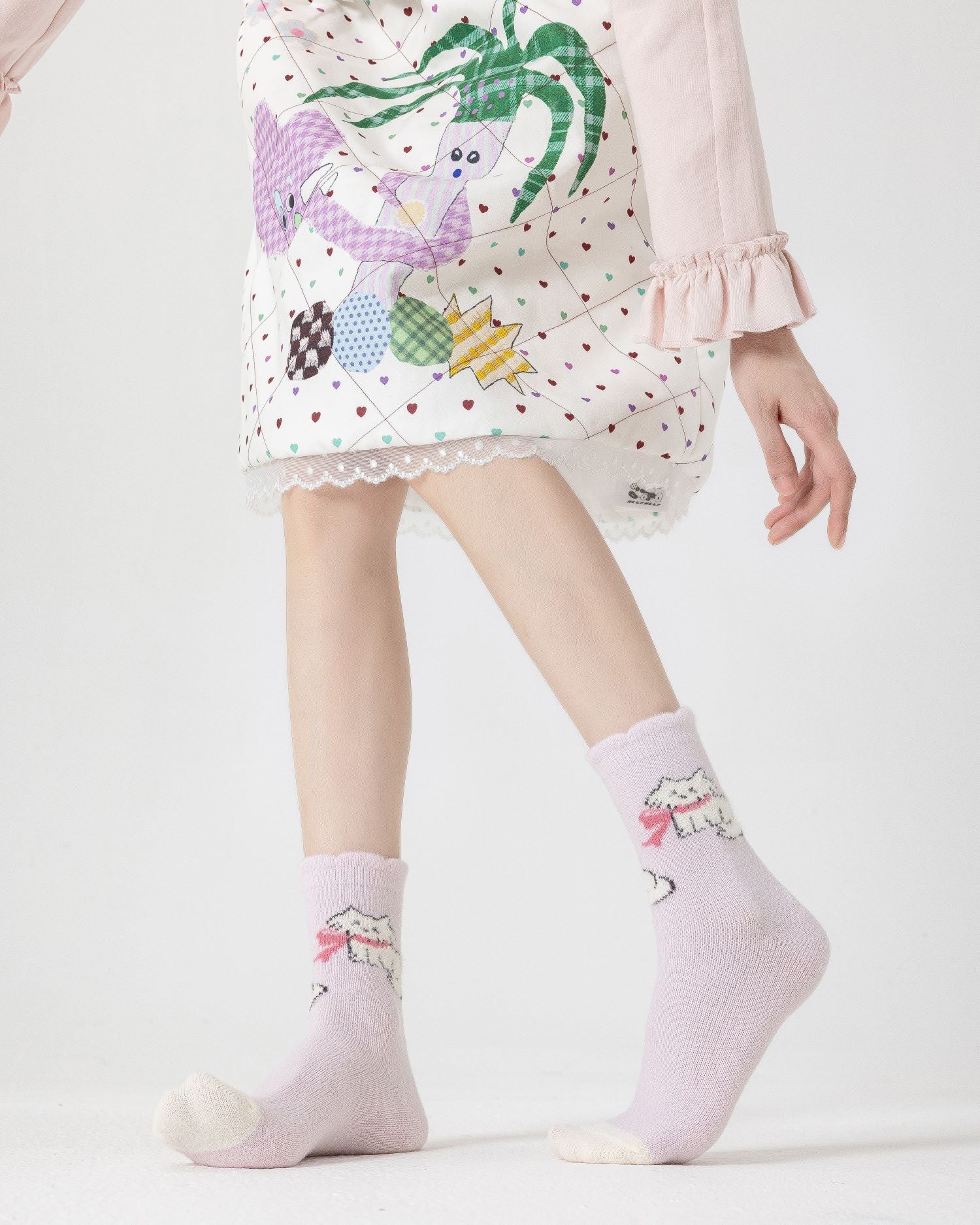 선물 박스 세트 여성 크루 양말 고양이 시리즈 보들보들 포근 미끄럼 방지