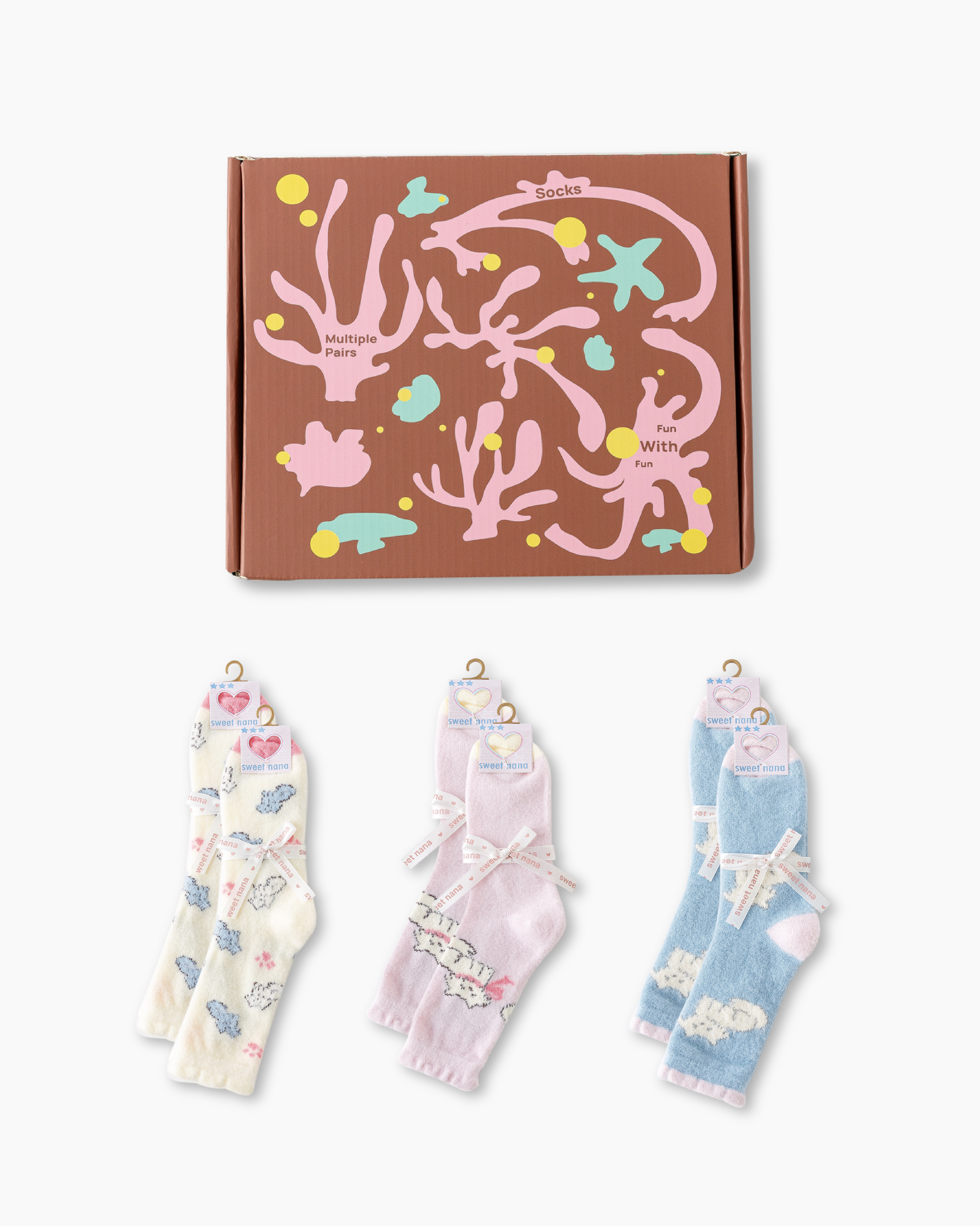 선물 박스 세트 여성 크루 양말 고양이 시리즈 보들보들 포근 미끄럼 방지