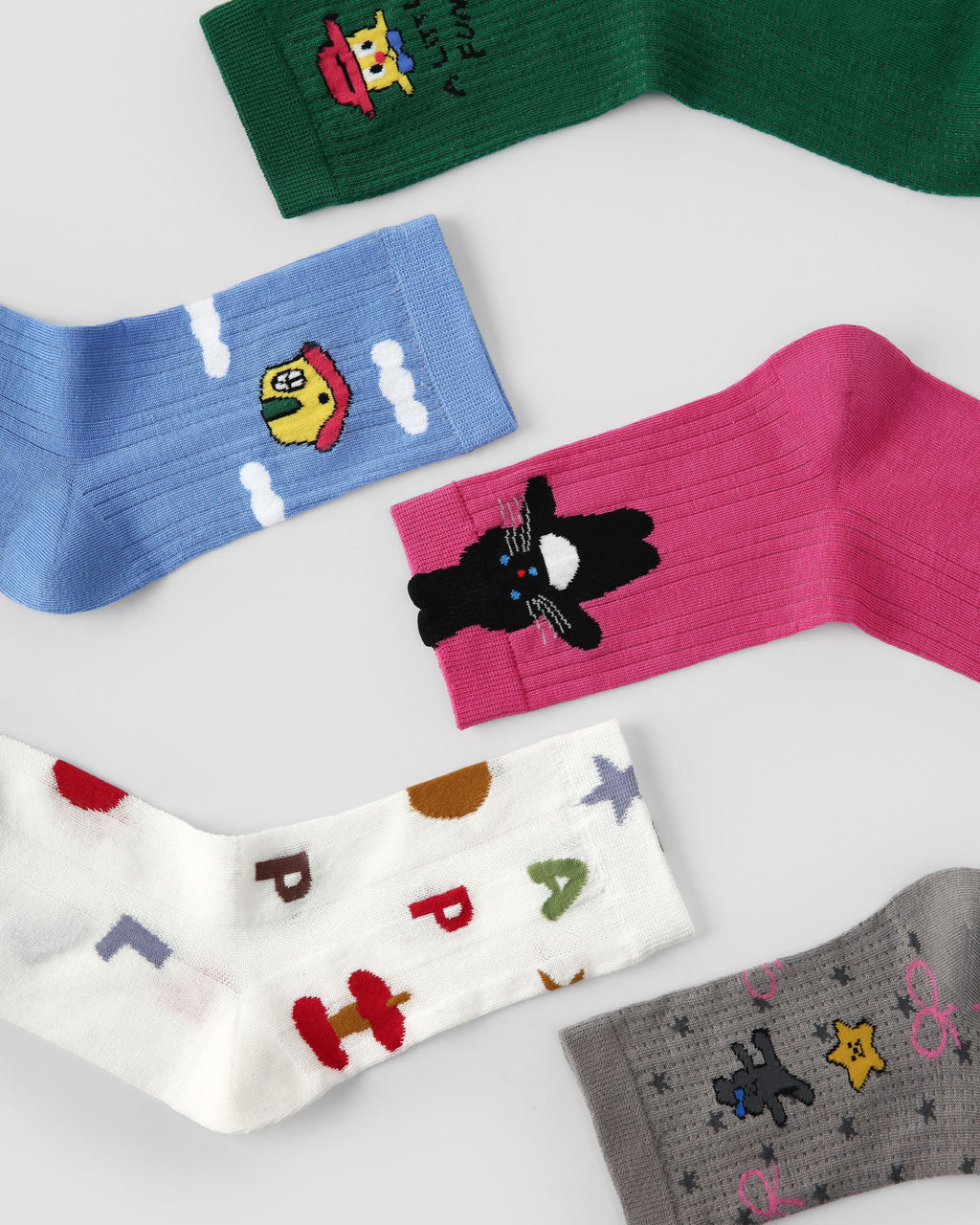 Gift Box Set  Womens Crew Socks Fluffy Bunny Star Isle Pattern Fun Socks - SWEET NANA
