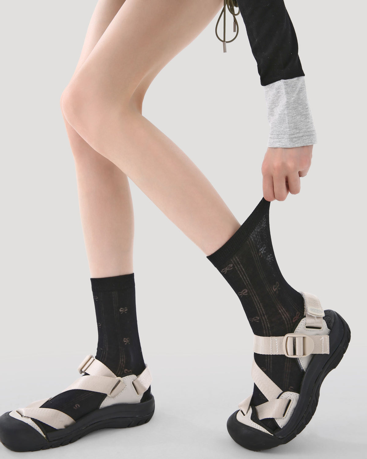 Gift Box Set Womens Crew Socks Gray Tone Whisper Polka Dot Minimal Socks