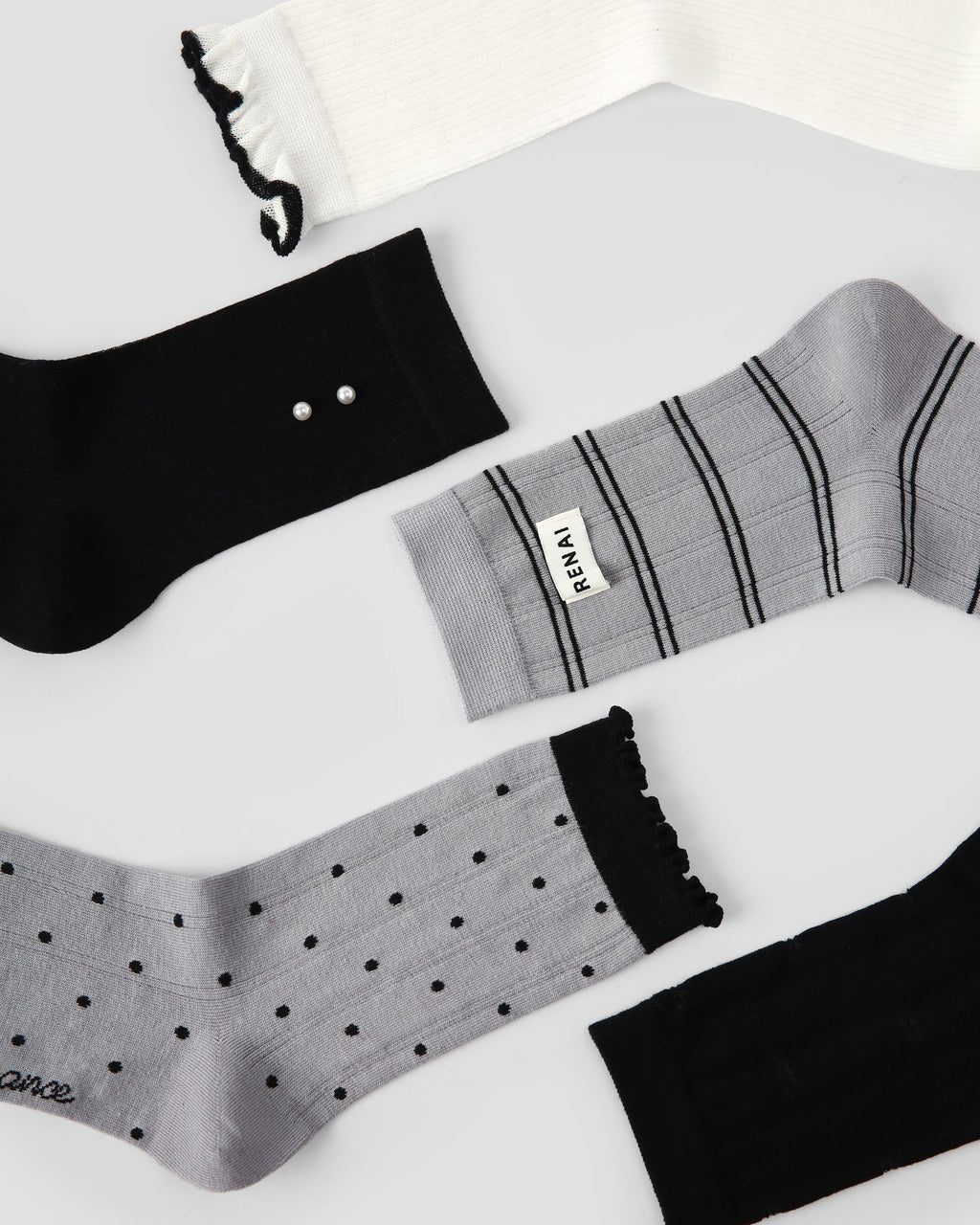Gift Box Set Womens Crew Socks Gray Tone Whisper Polka Dot Minimal Socks - SWEET NANA