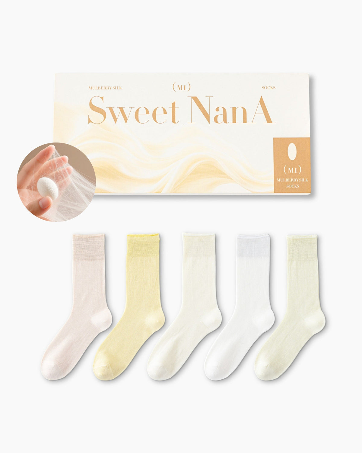 Gift Box Set Womens Crew Socks Mulberry Silk Blend Cuff Cooling Comfortable Fashion Styling