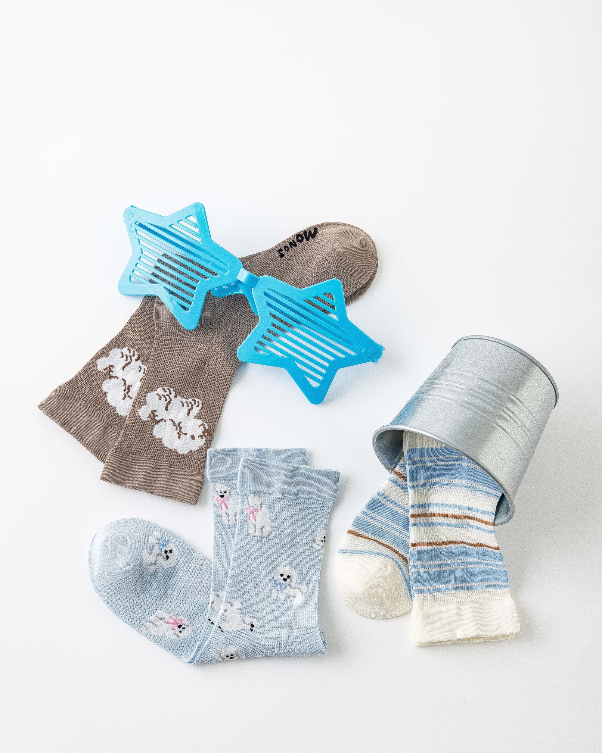 Gift Box Set Womens Crew Socks Puppy Team Stripe Poodle Pattern Socks