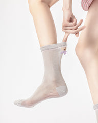 Gift Box Set Womens Crew Socks Ruffle Bear Bow Pattern Cute Casual Style