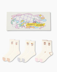 Gift Box Set Womens Crew Socks Summer Bear Pattern Lightweight Casual Socks