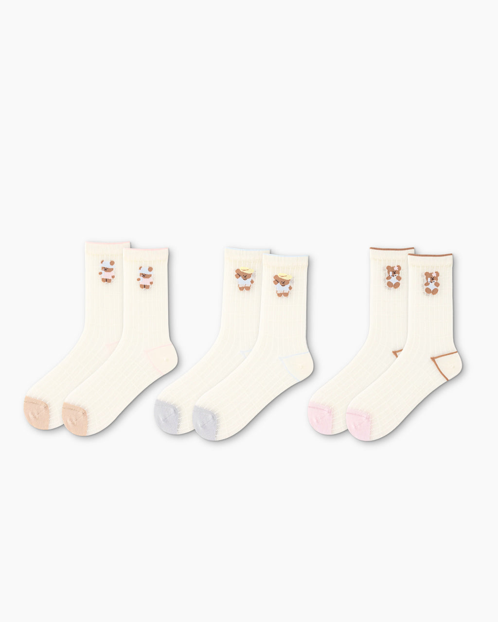 Sweet Bear Gift Box Set Womens Crew Socks Summer Bear Pattern Sheer Socks - SWEET NANA