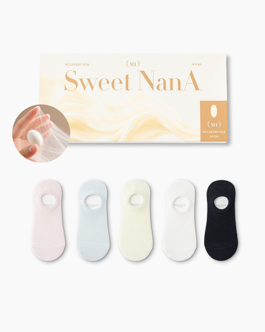 Gift Box Set Womens No-Show Socks Mulberry Silk Blend Cooling Comfortable Fashion Styling - SWEET NANA