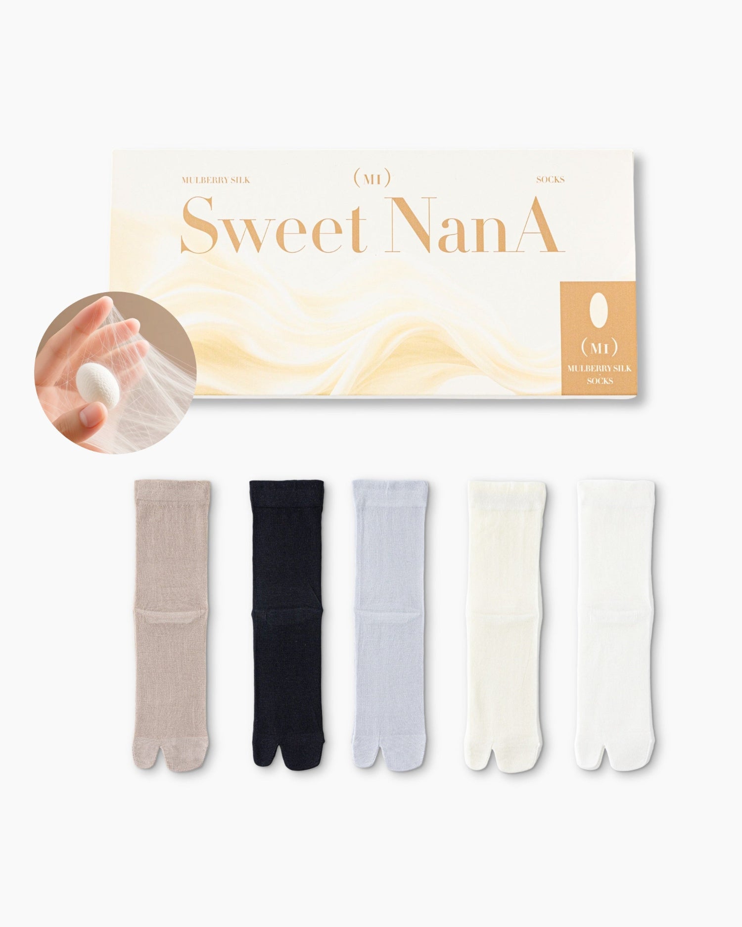 Gift Box Set Womens Tabi Socks Mulberry Silk Blend Cooling Comfortable Fashion Styling - SWEET NANA Main image