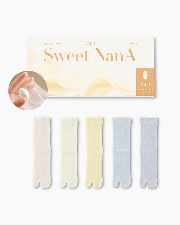 Gift Box Set Womens Tabi Socks Mulberry Silk Blend Cooling Comfortable Fashion Styling - SWEET NANA