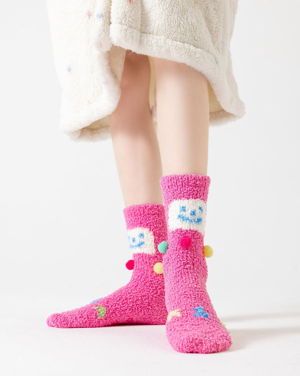 Happy Sheep And Pony Fuzzy Crew Socks