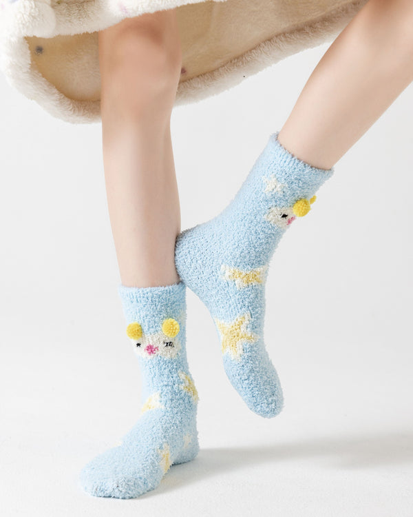 Happy Sheep And Pony Fuzzy Crew Socks