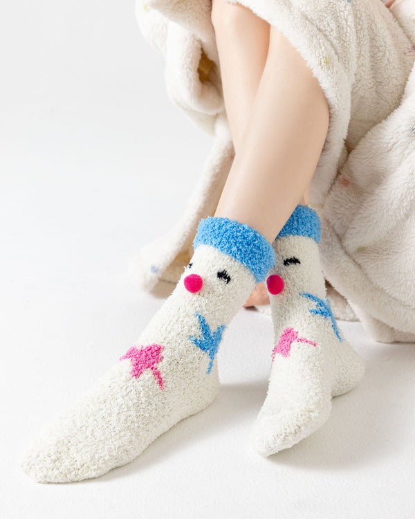 Happy Sheep And Pony Fuzzy Crew Socks