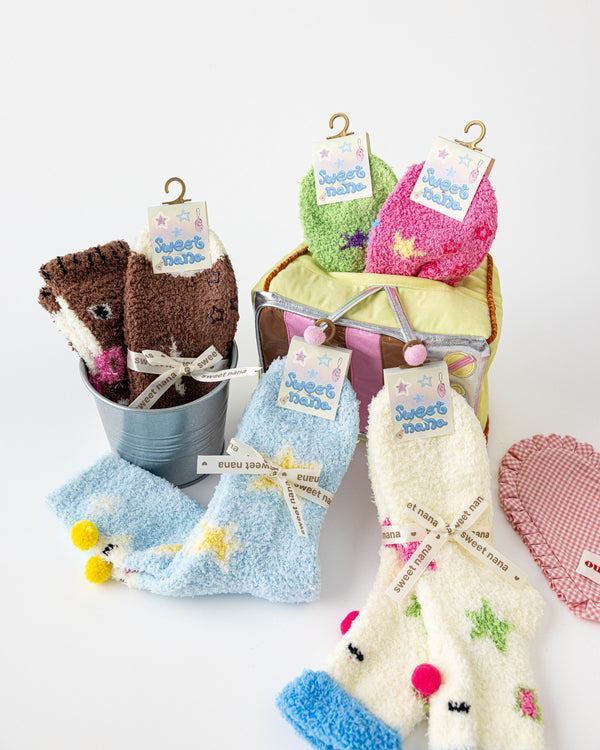 Happy Sheep And Pony Fuzzy Crew Socks