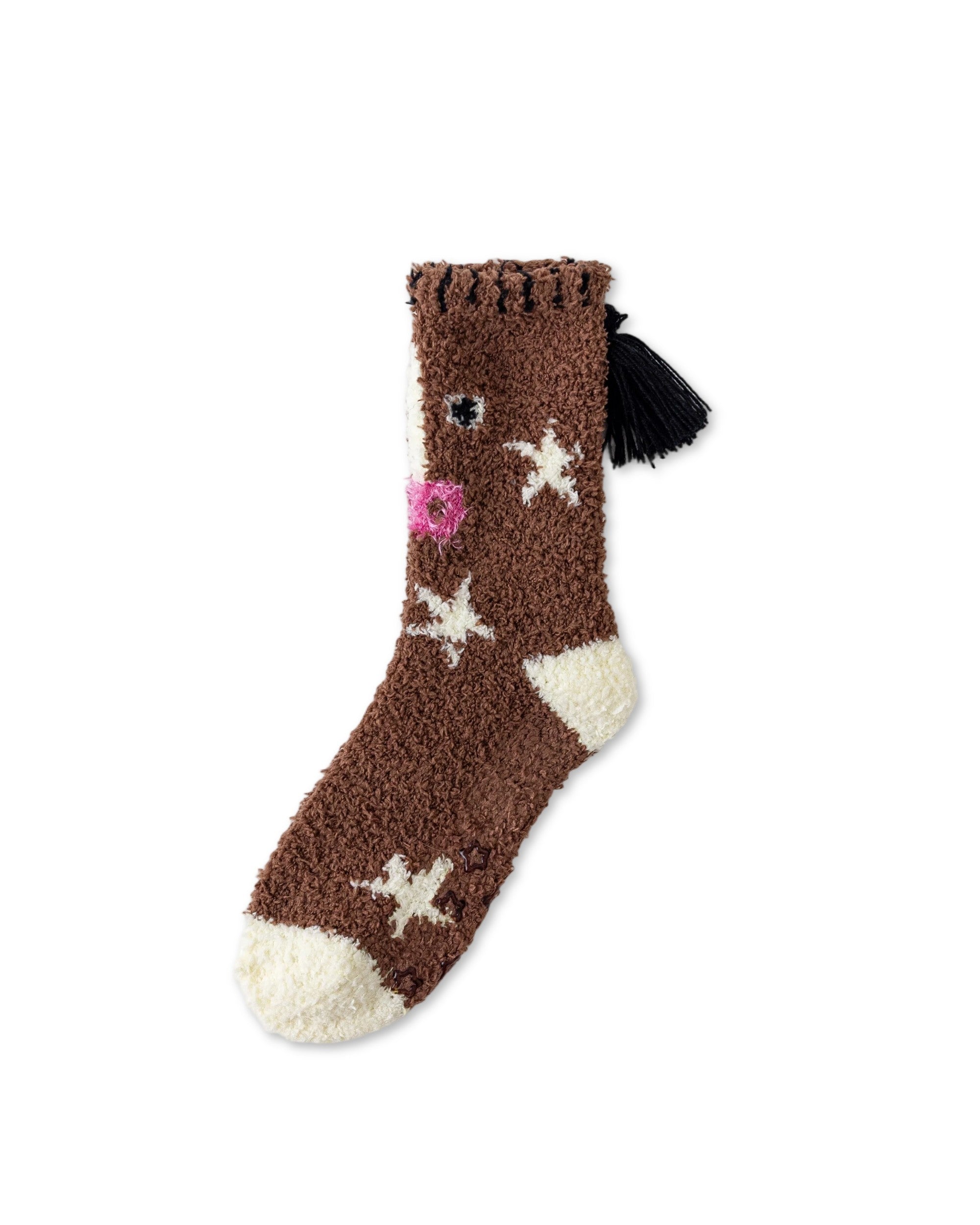Happy Sheep And Pony Fuzzy Crew Socks