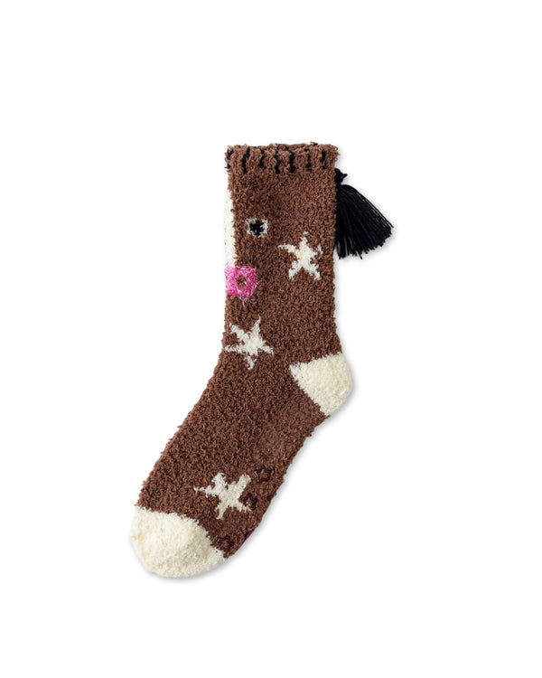 Happy Sheep And Pony Fuzzy Crew Socks