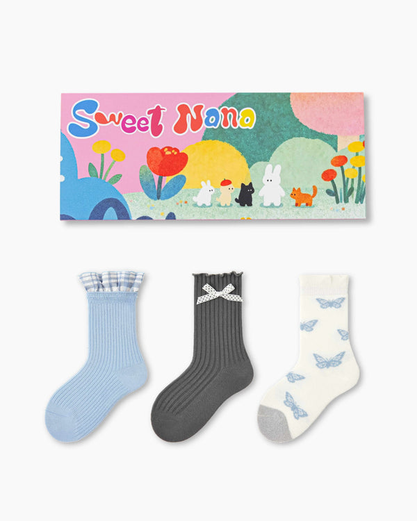 Kids Gift Box Butterfly Bow Cotton Socks