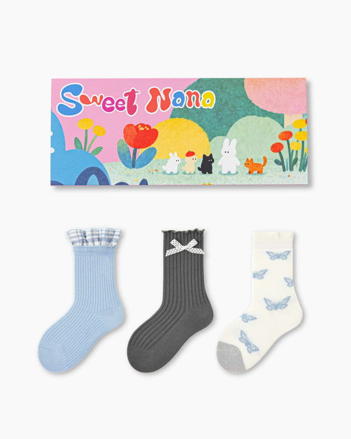Kids Gift Box Butterfly Bow Cotton Socks