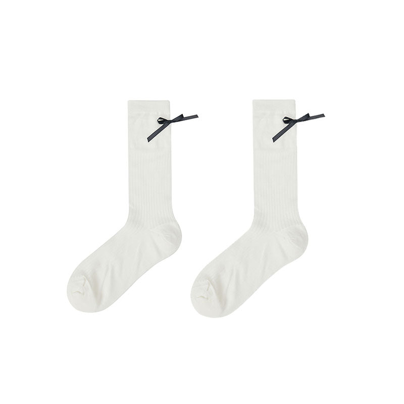 Women's Antibacterial Cotton Mesh Crew Socks Letter Bowknot