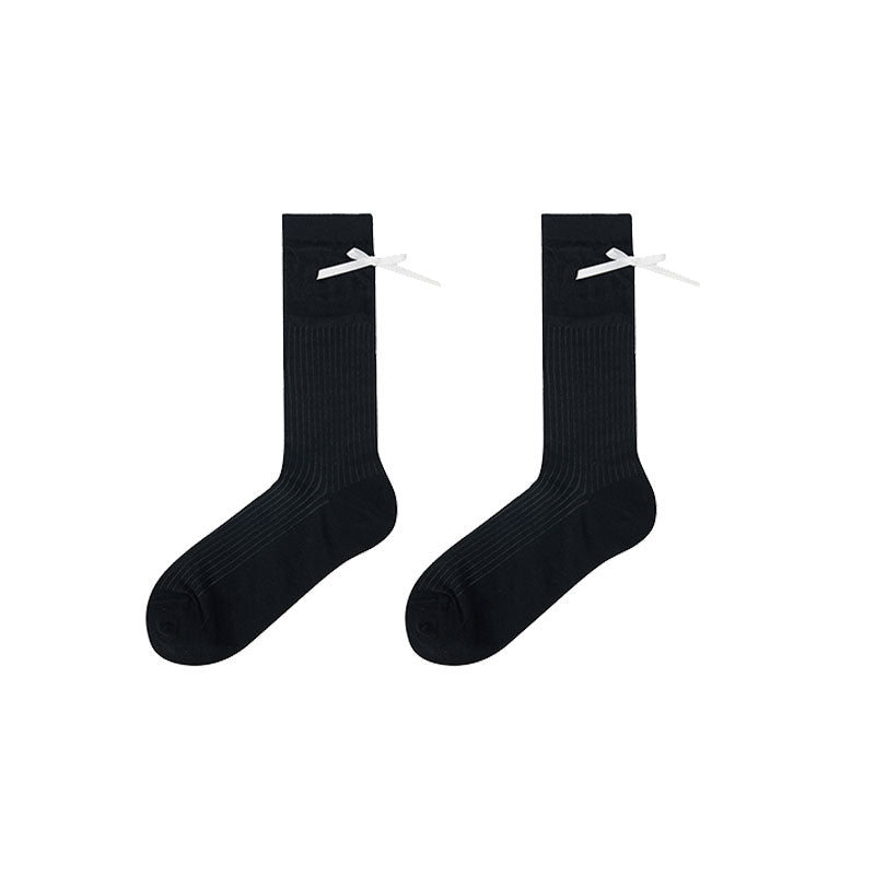 3-Pack Women's Antibacterial Cotton Mesh Crew Socks Letter Bowknot