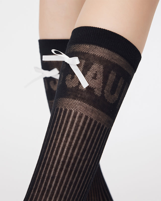 3-Pack Women's Antibacterial Cotton Mesh Crew Socks Letter Bowknot