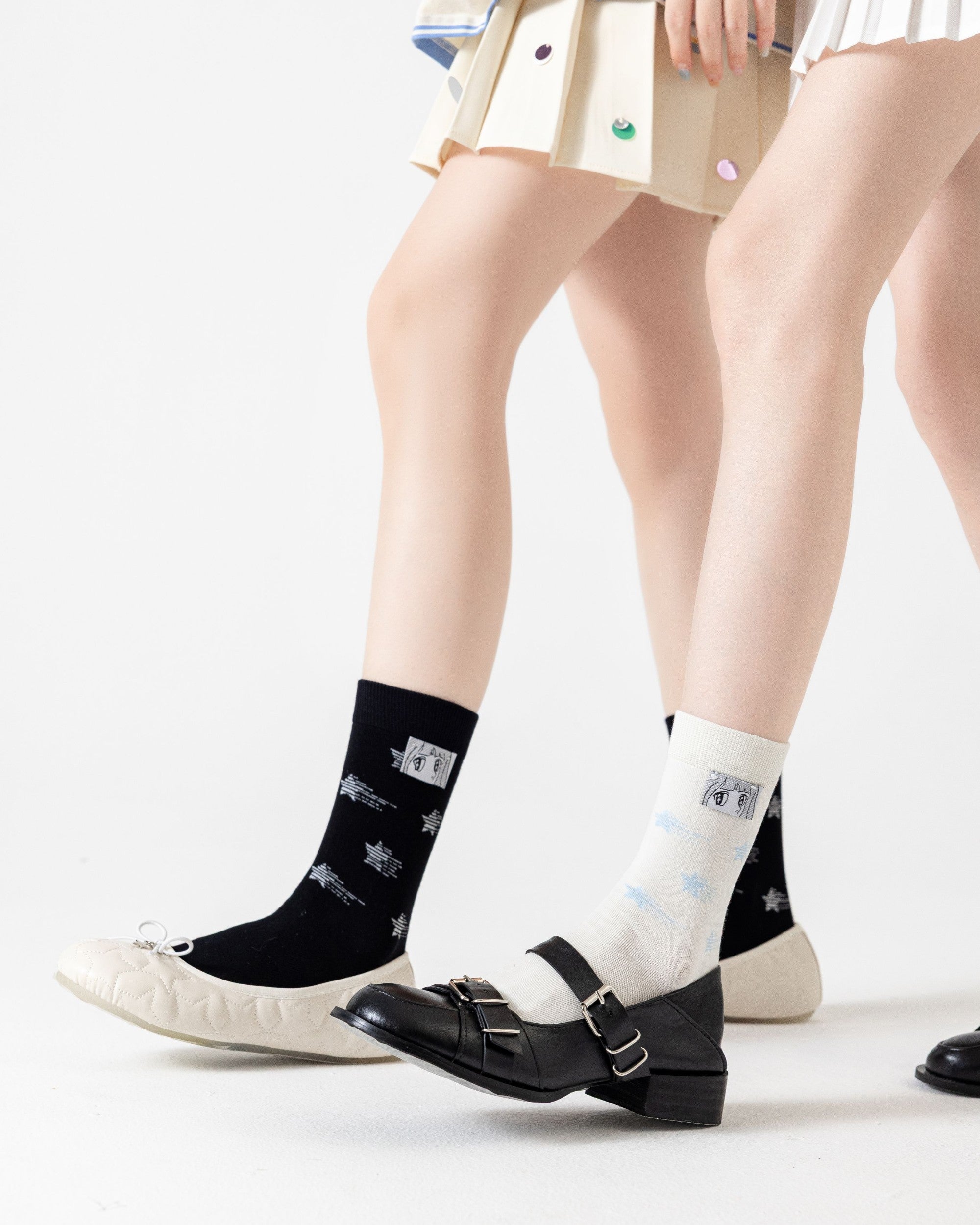 Manga Patch Star Cotton Crew Socks Main image