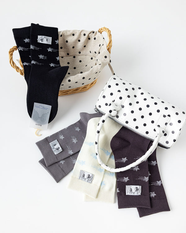 Manga Patch Star Cotton Crew Socks