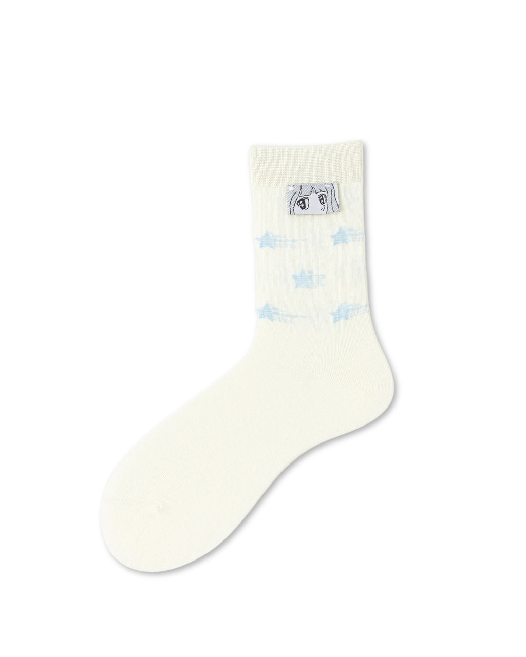 Manga Patch Star Cotton Crew Socks