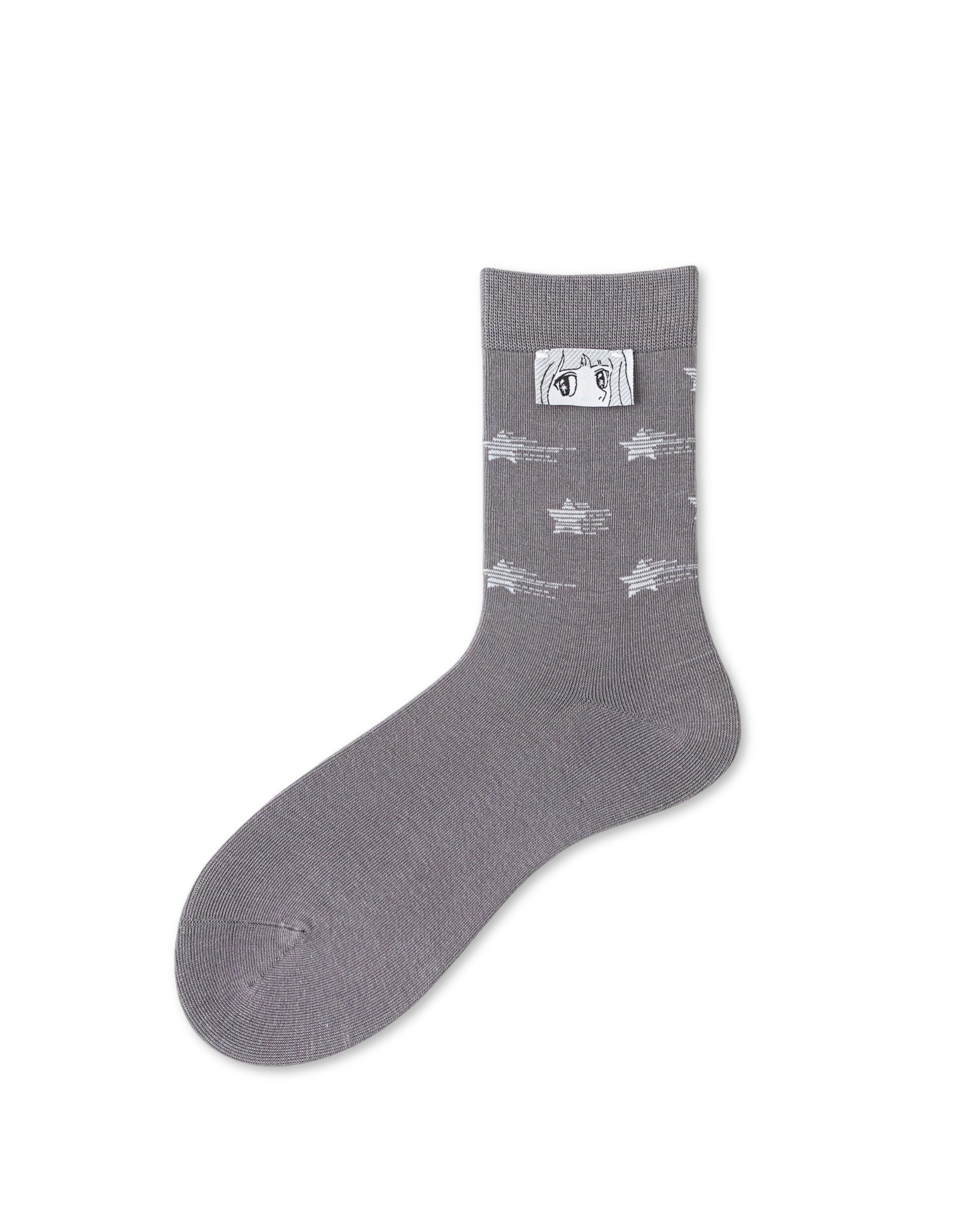 Manga Patch Star Cotton Crew Socks