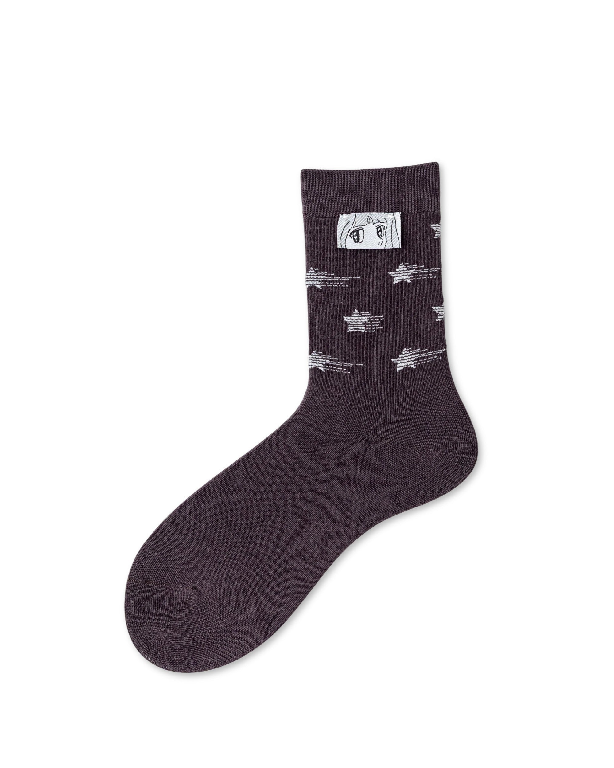 Manga Patch Star Cotton Crew Socks