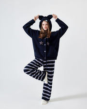 Navy Cat-Ear Plush Lounge Set