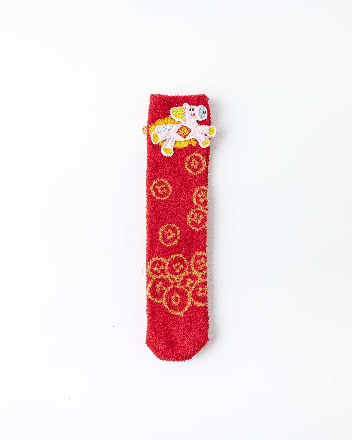 New Year 3D Horse Patch Red Socks Galloping Success Combed Cotton Crew Socks