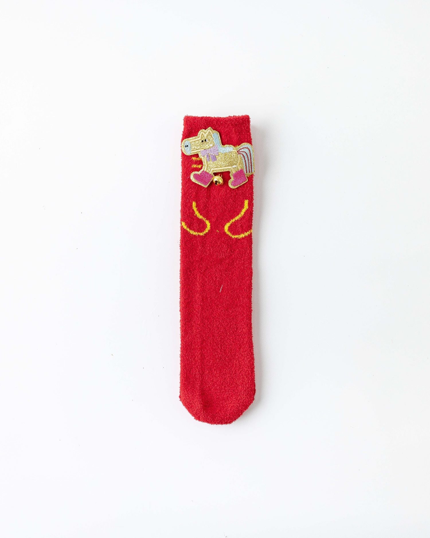 New Year 3D Horse Patch Red Socks Galloping Success Combed Cotton Crew Socks
