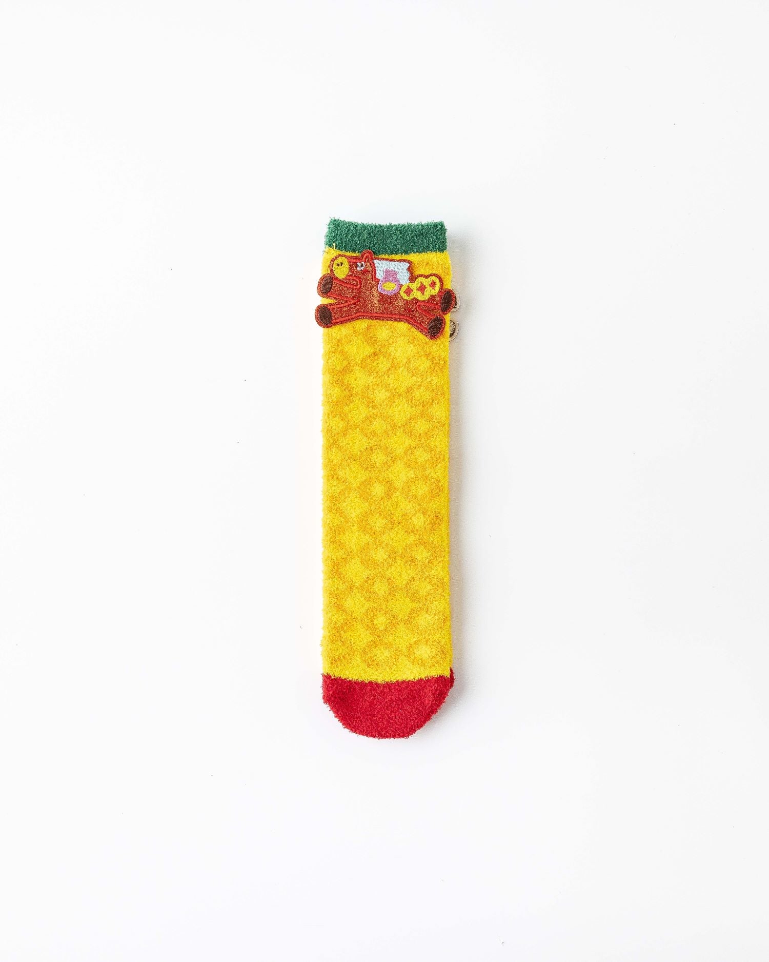 New Year 3D Horse Patch Red Socks Galloping Success Combed Cotton Crew Socks