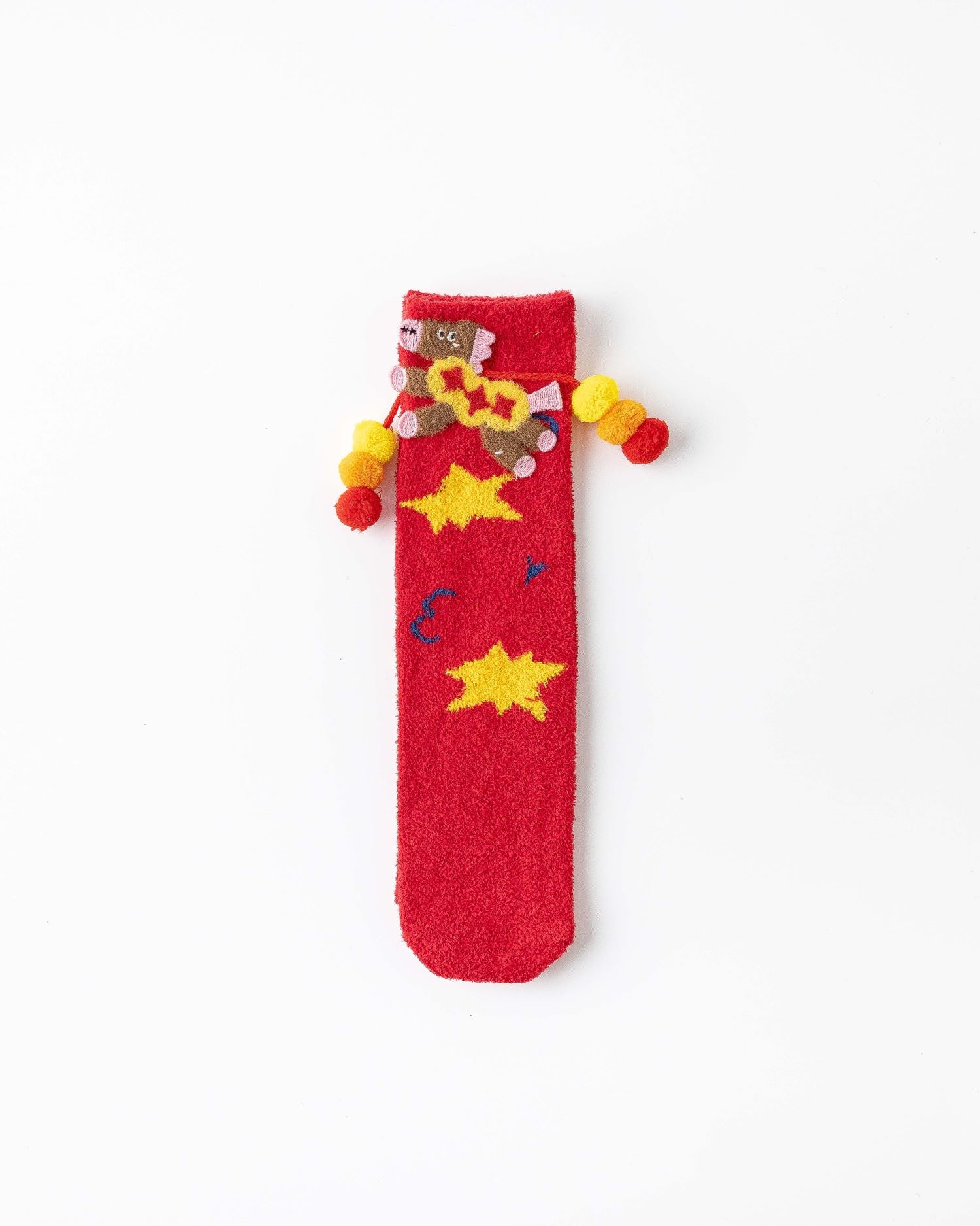 New Year 3D Horse Patch Red Socks Horse of Fortune Combed Cotton Crew Socks