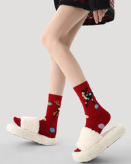 New Year 3 Pack Womens Crew Socks Colorful Dream Horse Pattern