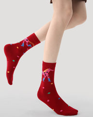 New Year 3 Pack Womens Crew Socks Colorful Dream Horse Pattern