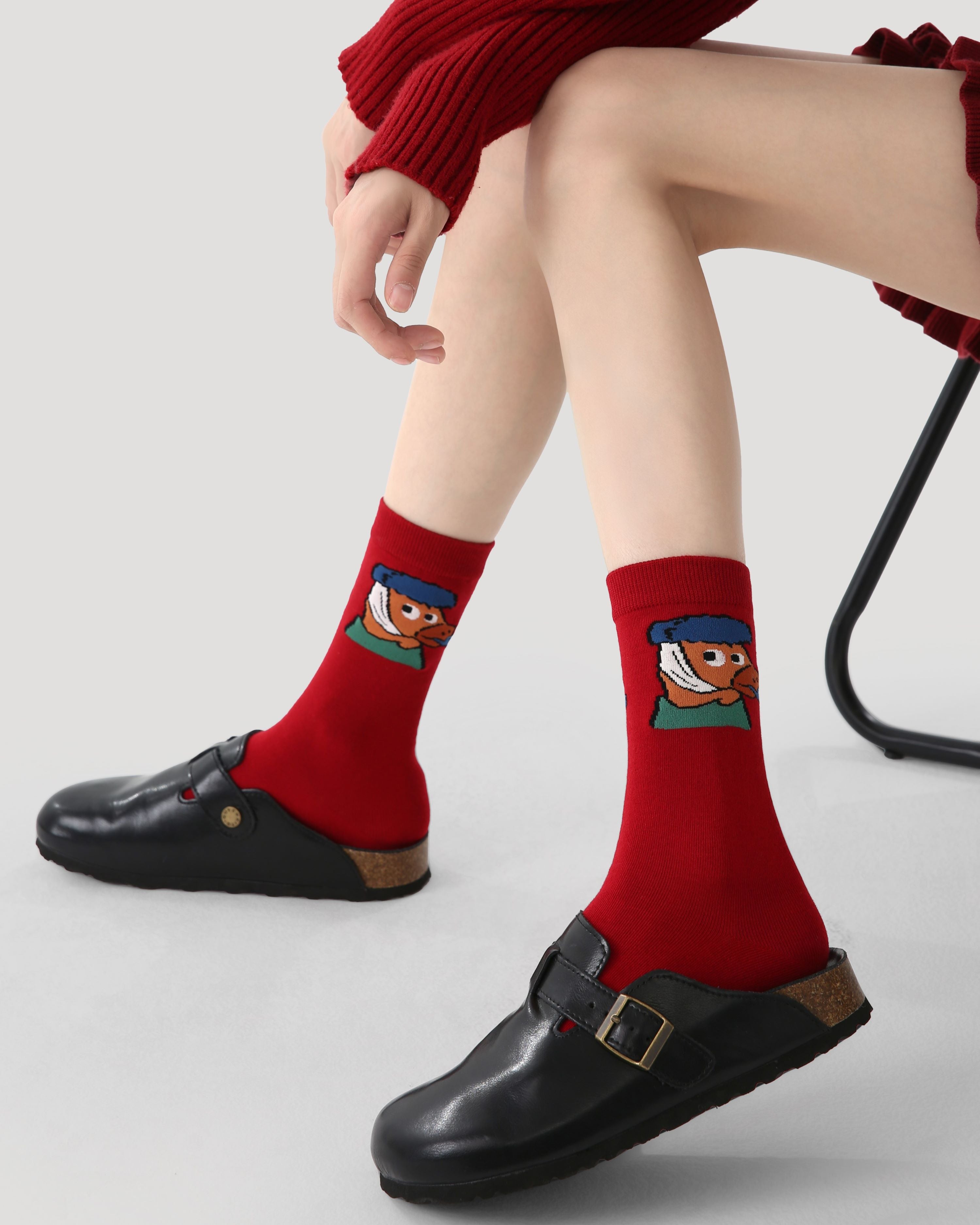 New Year 3 Pack Womens Crew Socks Famous Painting Horse Artistic Parody