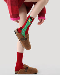 New Year 3 Pack Womens Crew Socks Long Horse Cartoon Pattern