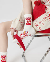 New Year Good Luck Harvest Persimmon Peanut Socks Combed Cotton Crew