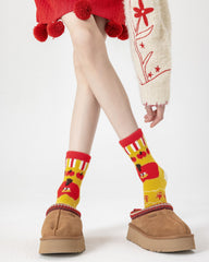 New Year Good Luck Harvest Persimmon Peanut Socks Combed Cotton Crew