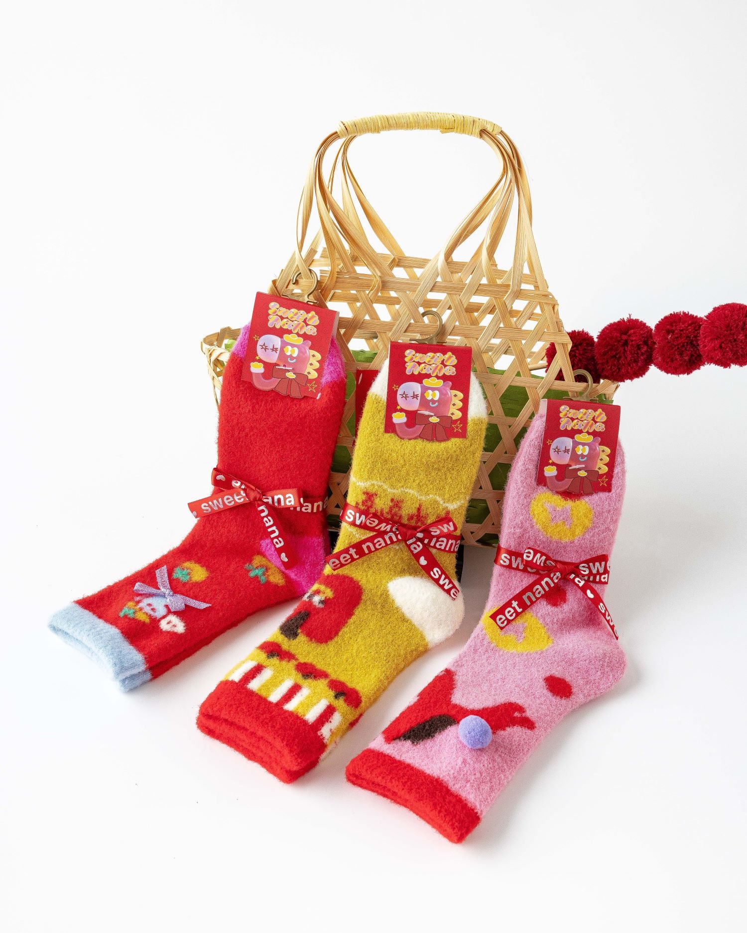 New Year Good Luck Harvest Persimmon Peanut Socks Combed Cotton Crew