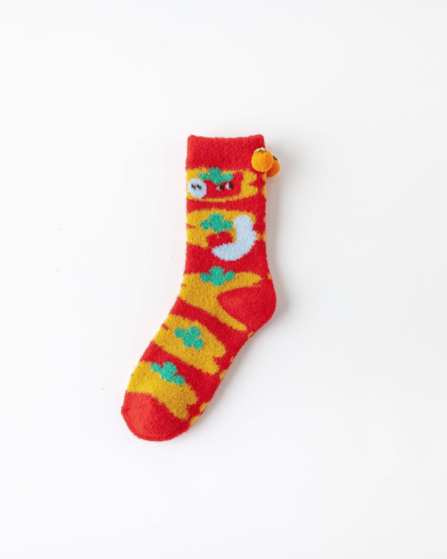 New Year Good Luck Harvest Persimmon Peanut Socks Combed Cotton Crew