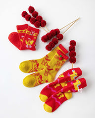 New Year Lucky Horse Wealth Red Socks Cozy Crew