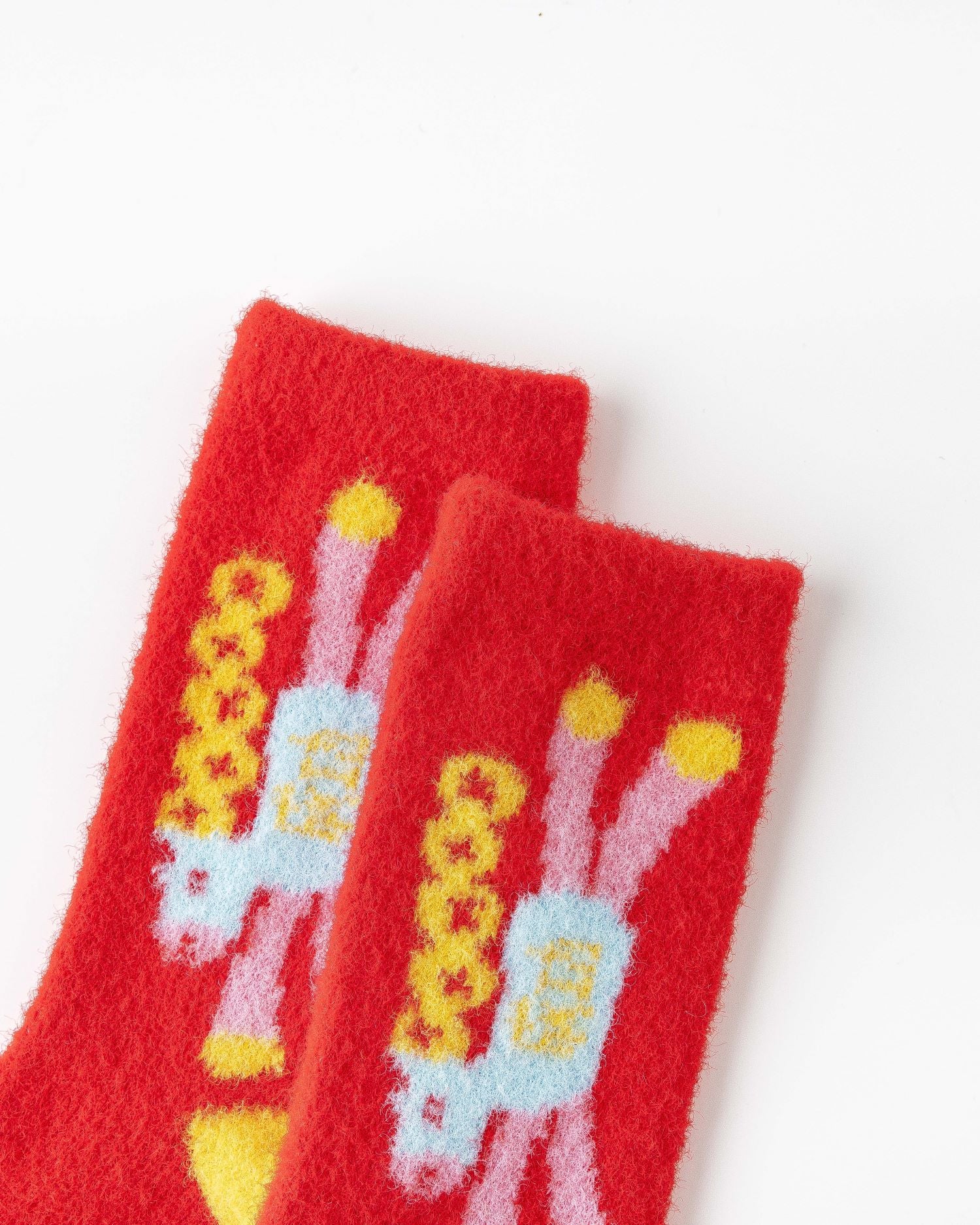 New Year Lucky Horse Wealth Red Socks Cozy Crew