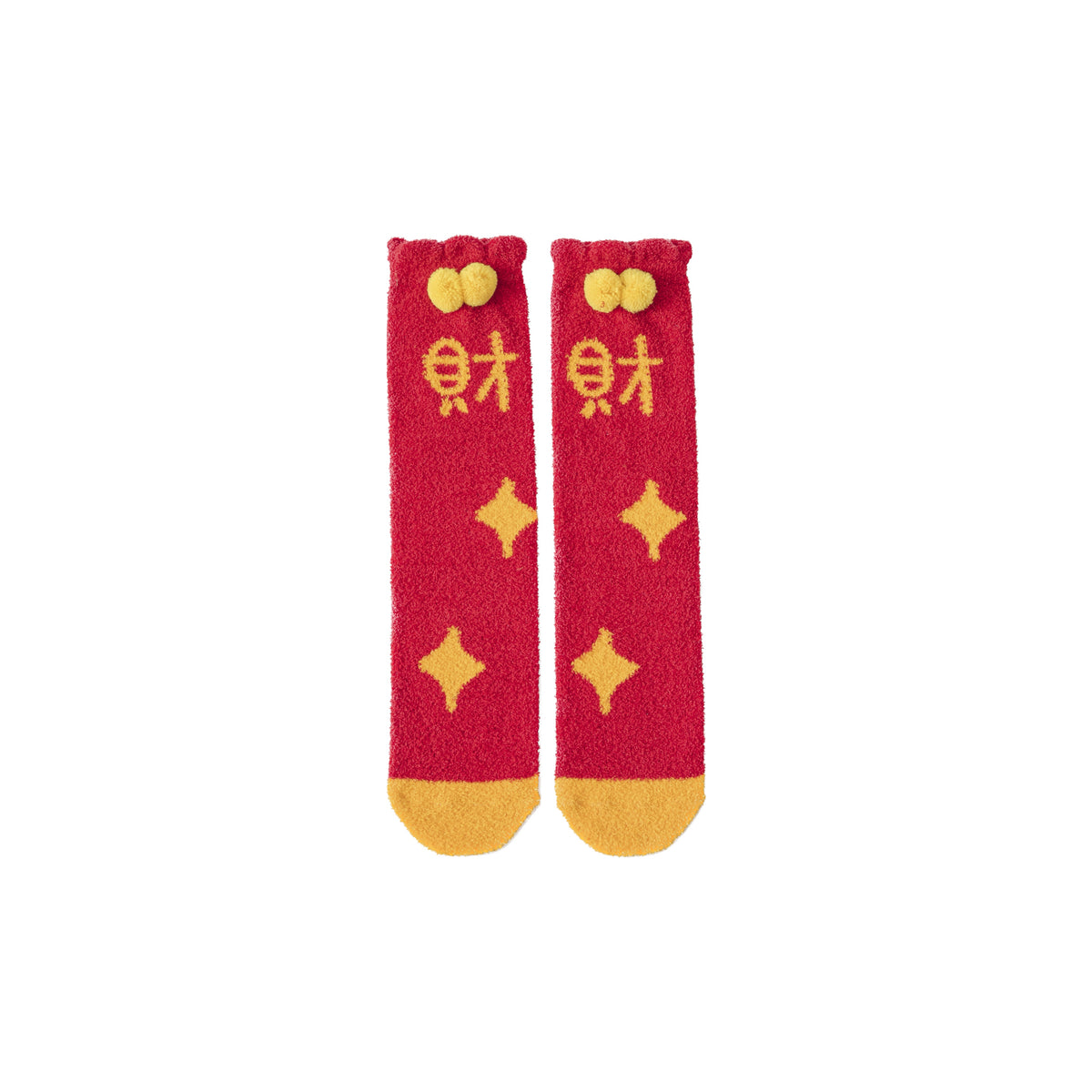 Sweetnana Women & Kids Cozy New Year Series"Cai(财)" チューブクルーソックス、厚手のふわふわ冬用ストッキング、冬の暖かさに最適で完璧なホリデーギフト